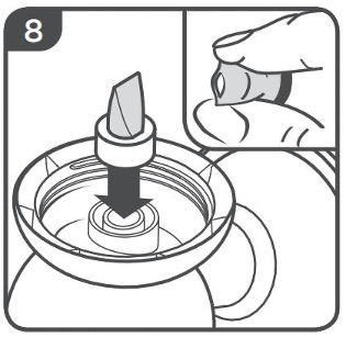 manual breast pump how to assemble steps 1 through to 9 as listed below
